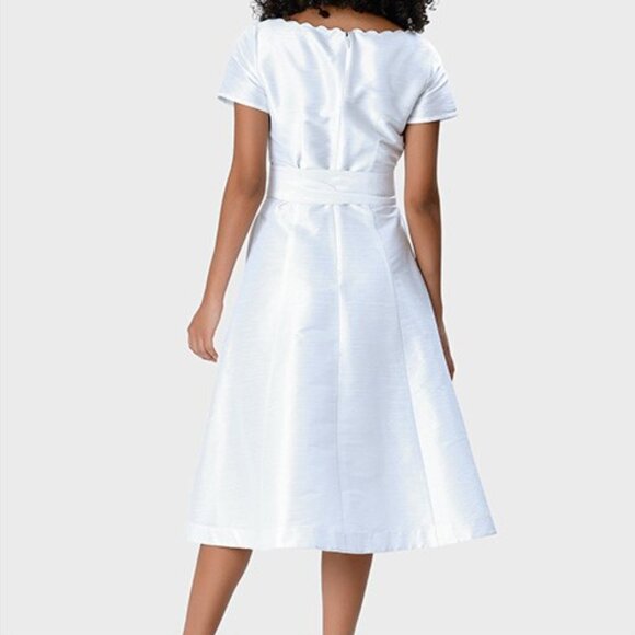 Eshakti Obi Belt Dupioni Scallop Trim Dress - Picture 4 of 5